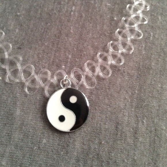 Clear yin yang tattoo choker - Picture 3 of 5